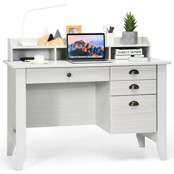 Costway Computer Desk PC Laptop Writing Table Workstation Student Study Furniture White