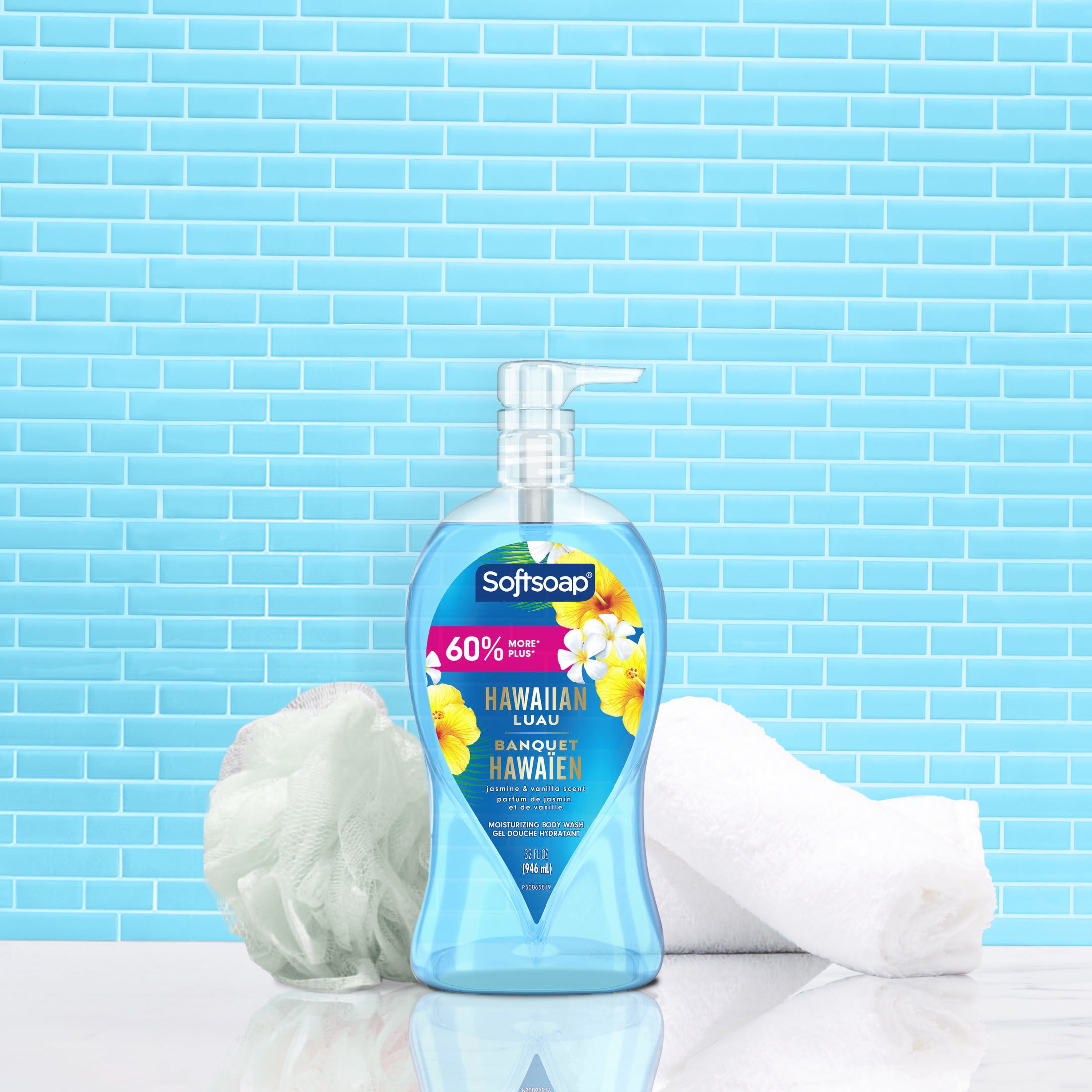 Softsoap Moisturizing Body Wash, All Skin Types, Hawaiian Luau, Jasmine and Vanilla, 32 fl oz Bottle