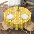 thumbnail image 3 of Yellow Lemon Fruit Shapes Orange Pattern Round Tablecloth 60"x60",Wrinkle Wipeable Table Cloth for Kitchen Dining Room Picnic Patio Party, 3 of 6