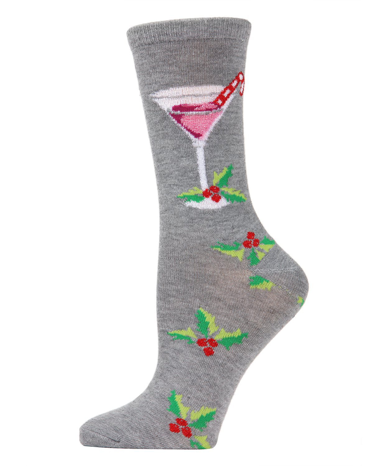 MeMoi Christmas Cocktail Crew Socks | Women Fun Novelty Socks One Size ...