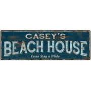 CASEY'S Beach House Blue Rustic Cabin Home Decor 8x24 Metal 108240026463