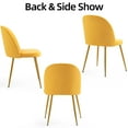 thumbnail image 2 of Newnno Velvet Modern Dining Chairs Set of 2, Upholstered Armless Accent Side Chair with Metal Legs for Kitchen Dining Room, Yellow, 2 of 6