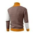 thumbnail image 2 of Men's Turtleneck Color Block Cable Knit Sweater Long Sleeve Pullover Top, 2 of 6