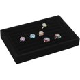 thumbnail image 1 of Velvet 7 Slots Ring Earrings Trays Showcase Display Stackable Jewelry Organizer, Black, 1 of 4