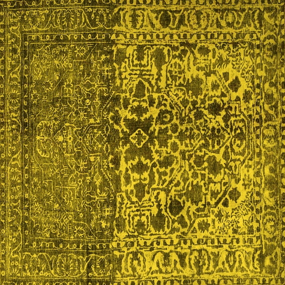 Ahgly Company Indoor Square Persian Yellow Traditional Area Rugs, 5' Square