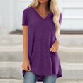 thumbnail image 2 of CHOK Hauts pour Femmes T-Shirts à Manches Courtes pour Femmes Liquidation Couleur Unie Grande Taille Tendance Été Coupe Décontractée T-Shirts Chemises Décontractées Col Rond Chemises Fluides Blouses Hauts Noir G, 2 of 5
