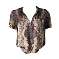 thumbnail image 4 of Bovemsi Women Cotton Shirt Printed Fashion Down Shirts Casual Tops Short Sleeve Blouse, Beige Women's Summer Shirts, S, 4 of 4