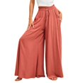thumbnail image 2 of Long Palazzo Pants for Women 2025 Casual High Waist Wide Leg Pants Summer Lounge Beach Trousers with Pocket, 2 of 7