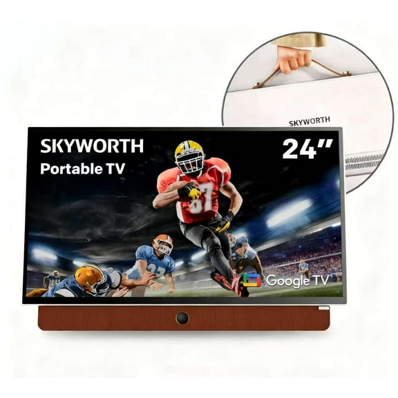SKYWORTH 24" Portable Smart TV, LED Full HD Battery Google TV