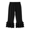 thumbnail image 5 of Yifymode Capri Pants for Women Trendy Tiered Ruffle Hem Flare Leggings Bell Bottom Skinny Cropped Bloomer Trousers,Yellow S, 5 of 7
