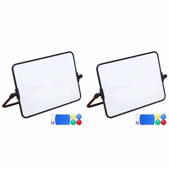 2X Dry Erase White Board with Stand Erasable Whiteboard with Support School Presentation Board Desk Stable A4 Size