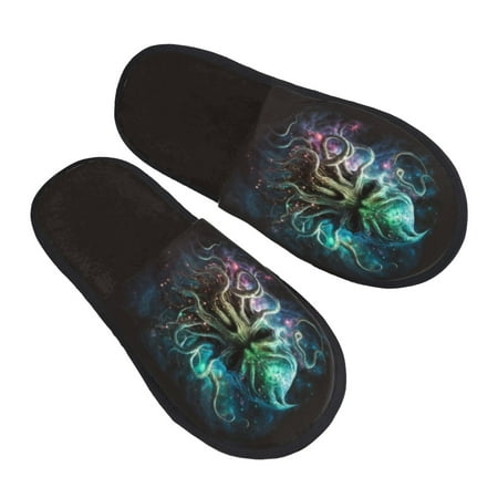 

Cozy Slippers for Women Men Cosmic Dreamscape Cthulhu Octopus Winter Slippers Warm Home Indoor Shoes