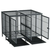 BingoPaw Heavy Duty Metal Dog Crate with Cover, Divider & Tray, 51.5L x 39.3W x 39.3H