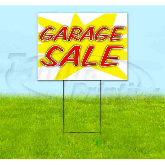 Garage Sale (18" x 24") Yard Sign, Includes Metal Step Stake