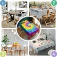thumbnail image 4 of Rainbow Tie Dye Mandala Pattern Rectangle Tablecloth 60"x84",Waterproof Polyester Rectangle Table Cloth, Wipeable Spillproof Polyester Tablecloth for Dining, Camping, Indoor and Outdoor, 4 of 5