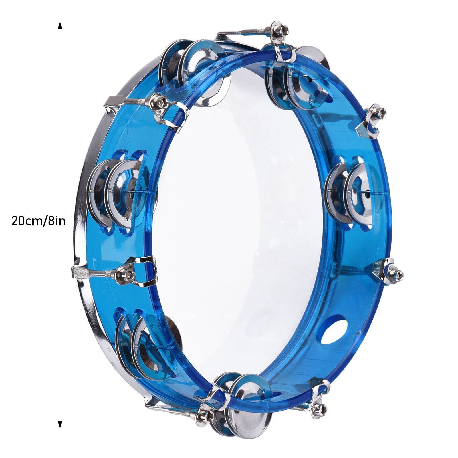 tambourine handbell 8 Inch Handheld Tambourine Drum with Double Row Jingles for Musical Percussion, Ideal for Parties Kids Games
