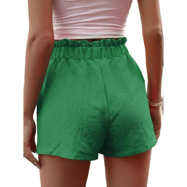 Women s Casual Plain Straight Leg Green Shorts S Walmart