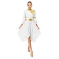 thumbnail image 3 of Zaldita Women 3/4 Flared Sleeve Asymmetrical Dance Dress Lyrical Liturgical Praise Overlay Tunic White S, 3 of 7
