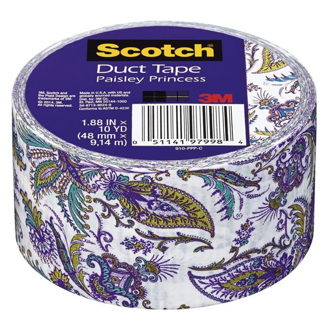 Scotch Duct Tape 1.88 in x 10 yds New Sealed Single Roll Purple Paisley  Design 