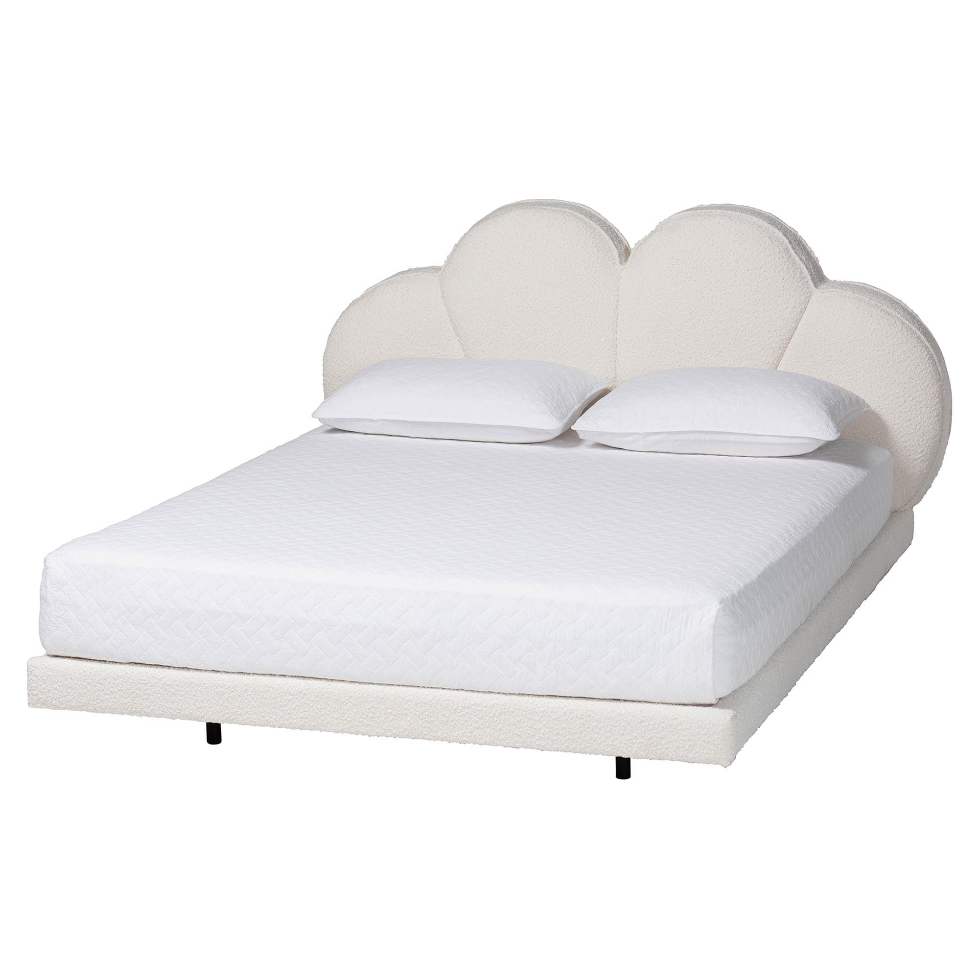 Baxton Studio Barrera Modern Floating Bed, Queen, Cream
