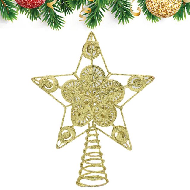 Adornos decorativos para árbol de Navidad, adorno de estrella hueco para fiesta de Navidad, adorno de Metal