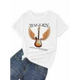 thumbnail image 7 of Women's T-Shirt WALLEN NASHVILLE,TENNESSEE Guitar Wings Short Sleeve Casual Tee Classic Crew Neck T Shirt for Women White, XS, 7 of 7