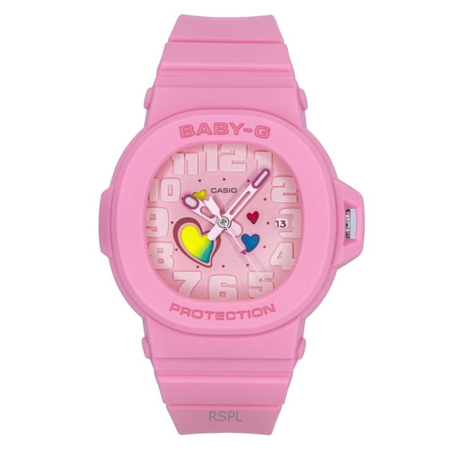 Casio Reloj Baby-G Analógico con Corazones Divertidos, Esfera Rosa, de Cuarzo, BGA-10-4A, 100 M, para Mujer
