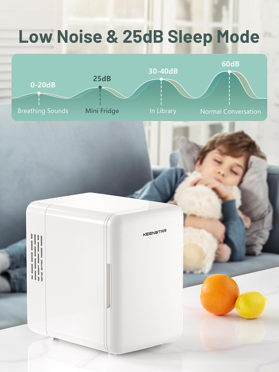 4L  Fridge for Skincare & Food, 110V/12V Cooler & Warmer Portable Refrigerator for Bedroom, Office, Car, Dorm - Energy Efficient Fridge for Breakfast Milk, Cosmetic, Snacks(White)