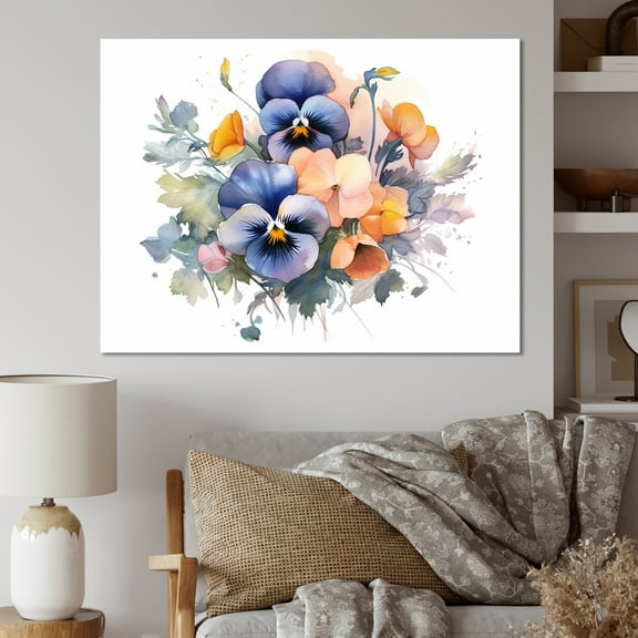 Designart "Vibrant Pansy Garden" Pansies Wall Art Living Room