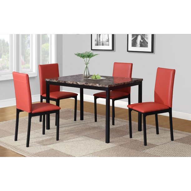 Roundhill Furniture 5Piece Citico Metal Set with Laminated