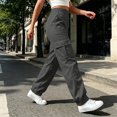 thumbnail image 6 of Cargo Pants for Women Baggy Wide Leg High Waist Work Trousers With Pockets Lightweight Tall Girl Parachute Pant Loose Fit Hiking Carpenter Pants Summer Fall, 6 of 8
