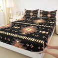 thumbnail image 3 of Homewish Black Brown Aztec Twin Sheet Sets 3pcs, Bohemian Geometric Twin Fitted Sheet, Rustic Lodge Cabin Farmhouse Flat Sheet, Lightweight Room Decor, 3 of 7