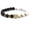 Golden, variant on Unisex Natural Stone Bracelet with Leopard Head Accent Geometric Jewelry White Turquoise and Black Volcanic Stone Beads