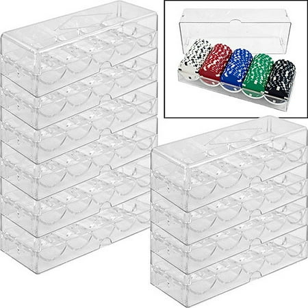 Poker Table Chip Tray - Trademark Poker Clear Acrylic Chip Tray and Cover, Set of 10