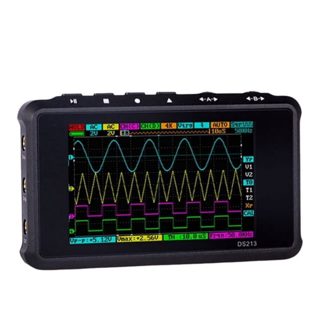 Mini Osciloscopio Digital DS213, 100 MS/S, 15 MHz, 4 Canales, de Bolsillo, USB, Multímetro, Pantalla LCD
