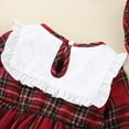 thumbnail image 6 of Newborn Baby Girls Clothes Baby Girls Dress Newborn Girls Long Sleeve Round Neckline Plaid Dress with Hat Red 0-3 Months, 6 of 8