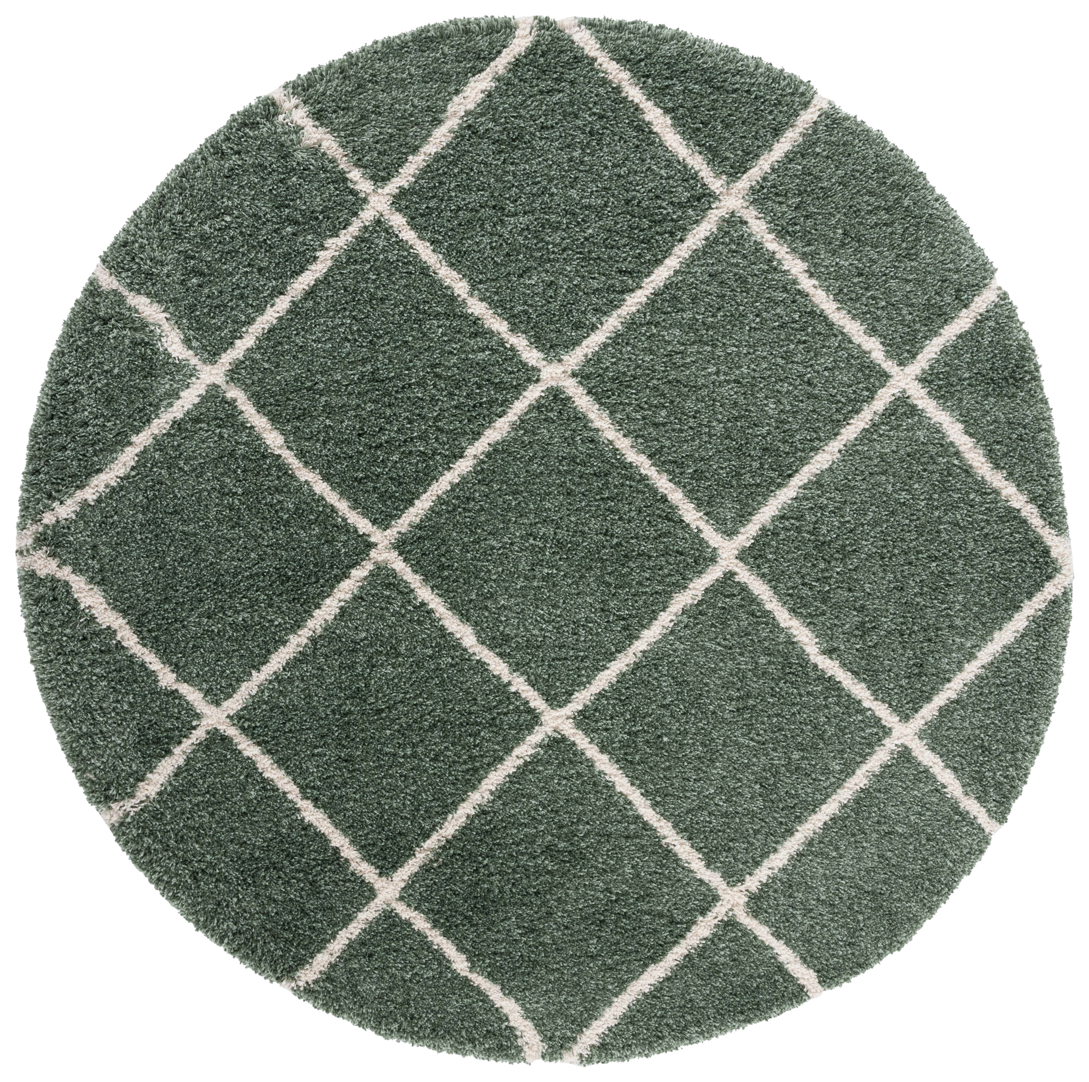Safavieh Hudson Amias Geometric Shag Area Rug, Green/Ivory, 4' x 4' Round