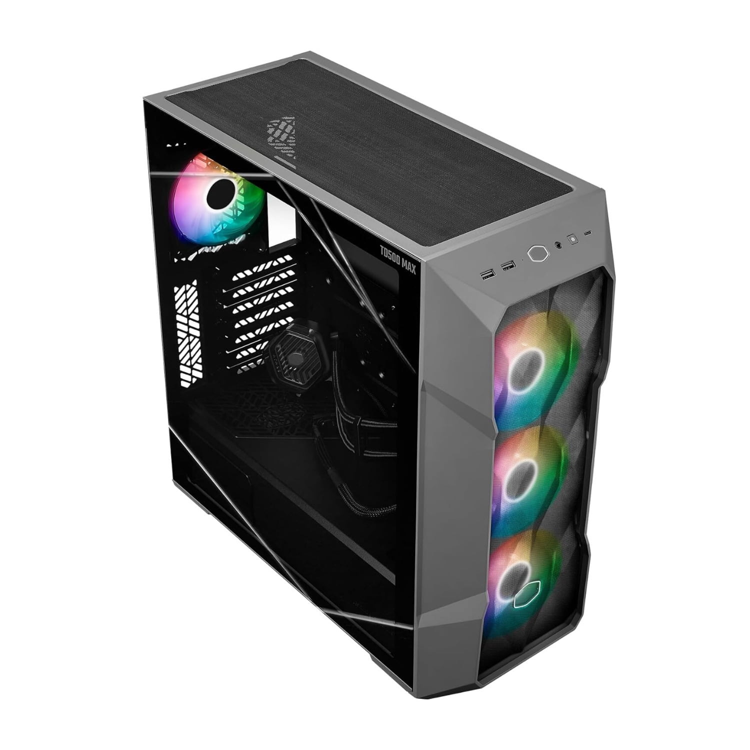 Cooler Master TD500 MAX ATX Mid-Tower Case, Custom Atmos 360 MAX AIO, GX II Gold 850W ATX 3.0 PSU, Mobius 120P ARGB PWM Fan, Type C, Two-Stage Power Connector, Pre-Routed Cable Management
