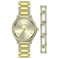 thumbnail image 2 of Jessica Simpson Ladies 35mm Gold Tone Crystal Encrusted Bracelet Watch & Open Link Crystal Bangle Set, 2 of 3