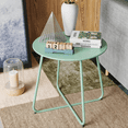 thumbnail image 2 of LAUSAINT HOME 18" Modern Outdoor Side Table, Small Round Steel Patio Table with Adjustable Footpads, Green, 2 of 6