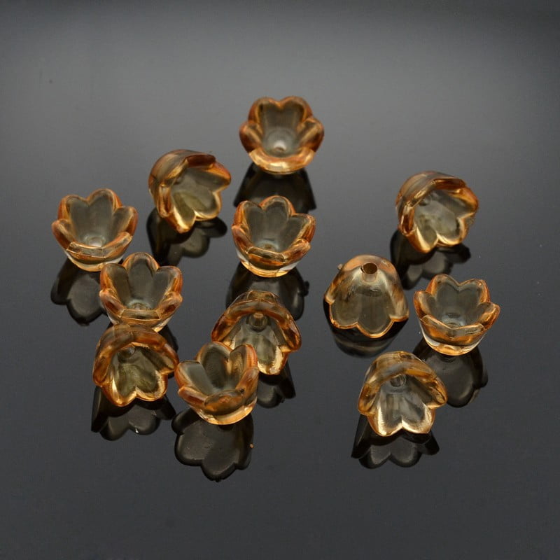 500gs Dyed Transparent Acrylic Beads Flower Chocolate about 10mm wide 6mm thick hole: 1.5mm about1900pcs/500g