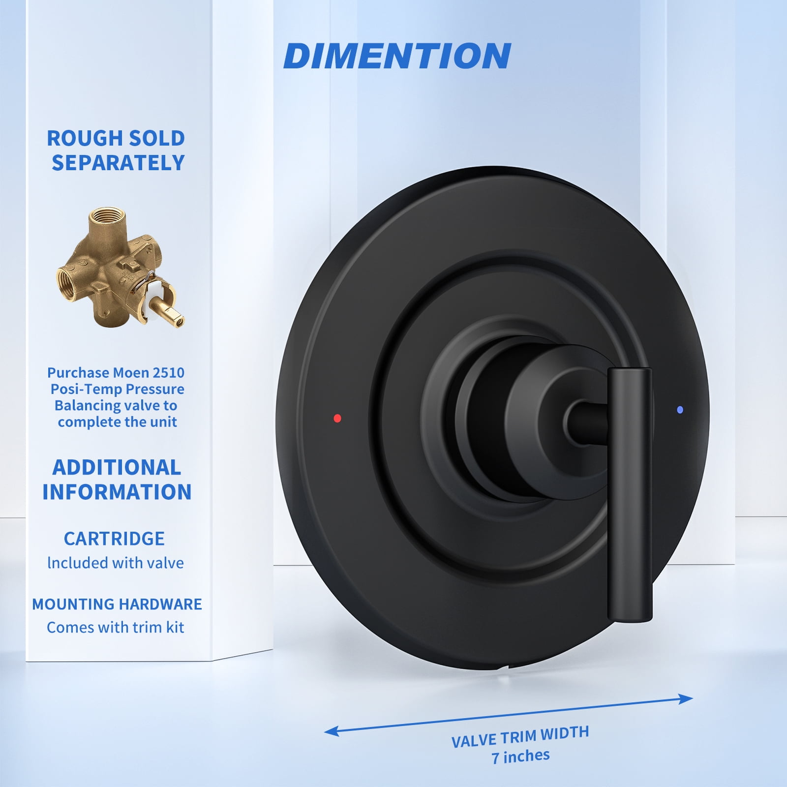 Replacement for Moen T2901BL Gibson Valve Trim Kit, Only fit Posi-Temp Valve, Matte Black