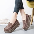 thumbnail image 6 of Miluxas Women's Slip On Platform Loafers Comfort Suede Wedge Shoes Low Top Moccasins for Casual and Daily Brown 9(42), 6 of 9
