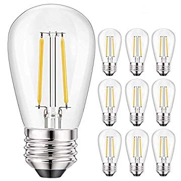 10 Pack S14 Led Replacement Bulbs For String Lights 2 Watts Warm White Edison Light E26 Candelabra Base Clear Plastic Commercial Grade Outdoor Patio Garden Vintage 10 Pack S14 Led Replacement Bulbs For, Led Replacement Bulbs For Garden Lights