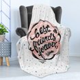 thumbnail image 4 of Best Friend Soft Flannel Fleece Throw Blanket, Vintage Design of Wording with Laurel Heart, Cozy Plush for Indoor and Outdoor Use, 60" x 80", Charcoal Grey Blush, by Ambesonne, 4 of 5
