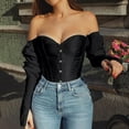 thumbnail image 2 of Elainilye Fashion Womens Corset Bodysuit Plus Size Boned Corsets Shapewear Long Sleeve Outfit Solid Sexy Underwear Shapewear,Black, 2 of 6