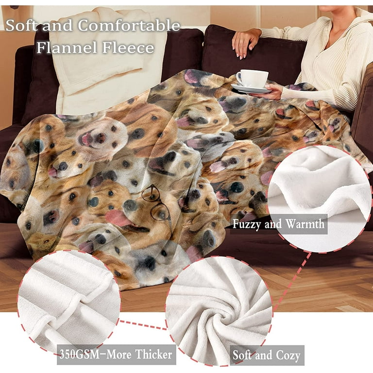 Golden Retriever Blanket Gift for Dog Lover Funny Dog Print Fleece