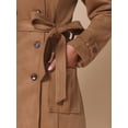 thumbnail image 5 of DARING DIVA Women's Long Faux Suede Fall Winter Trench Coat with Pockets L Brown, 5 of 6