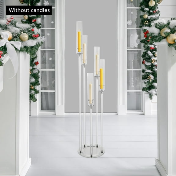 TOOL1SHOoo Pcs Acrylic Candelabra Clear 5 Arms Candle Holder for Weddings, Birthdays, Party Event, Centerpieces Decorations Fit 0.87*8.98in LED Candle