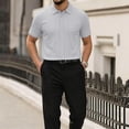 thumbnail image 2 of Men's Summer Cotton Linen Polo Shirts Short Sleeve Mens T Shirts Breathable Casual Golf Tees, 2 of 6